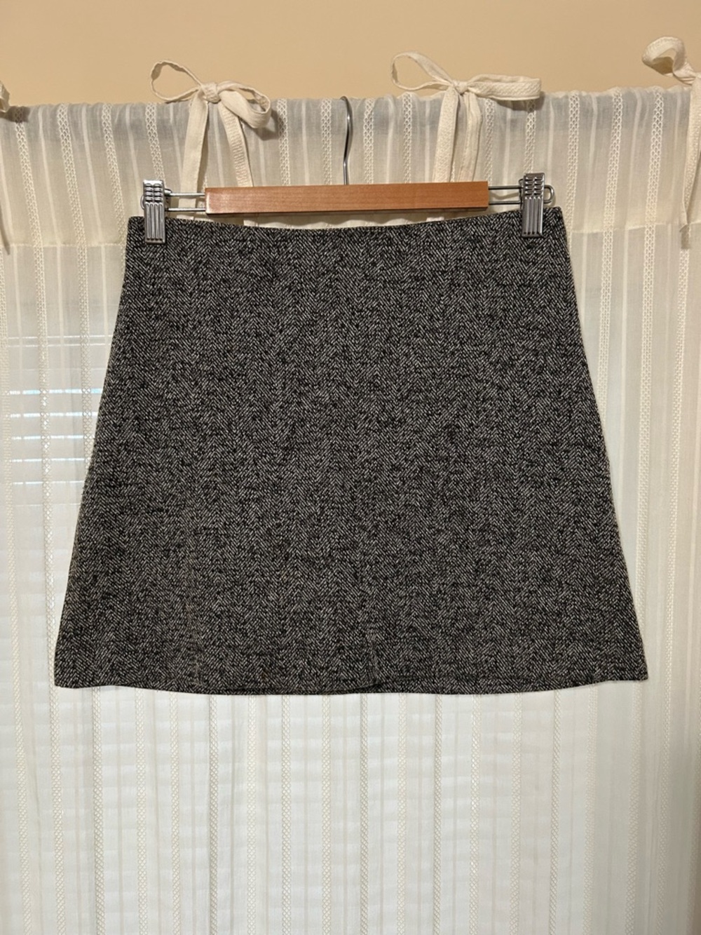 Topshop Gray Herringbone A-Line Skirt